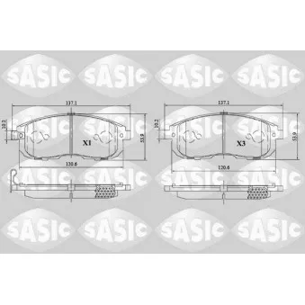 Jeu de 4 plaquettes de frein avant SASIC 6216167