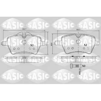 Jeu de 4 plaquettes de frein avant SASIC 6216168