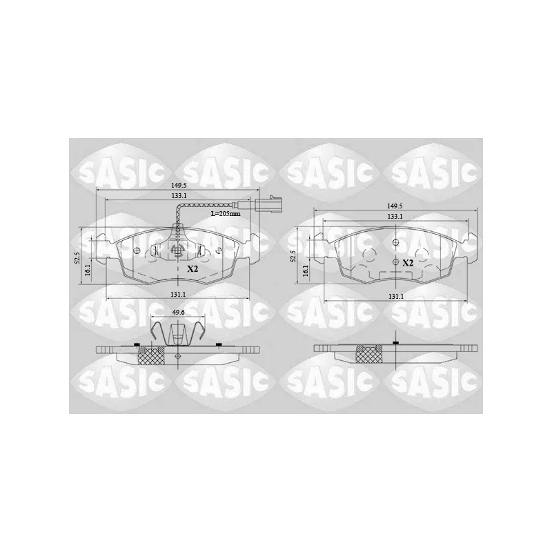 Jeu de 4 plaquettes de frein avant SASIC 6216171