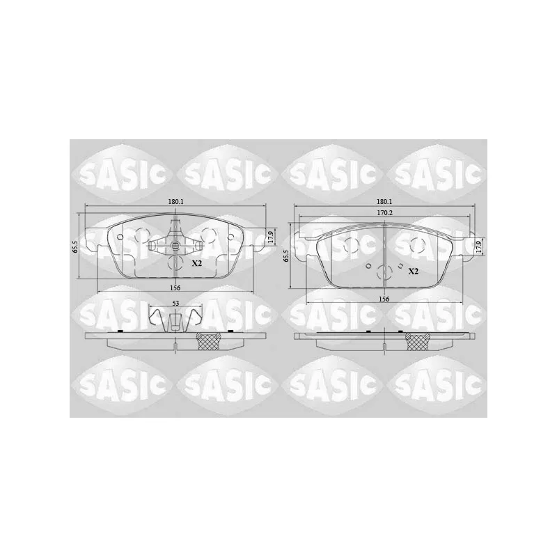 Jeu de 4 plaquettes de frein avant SASIC 6216178