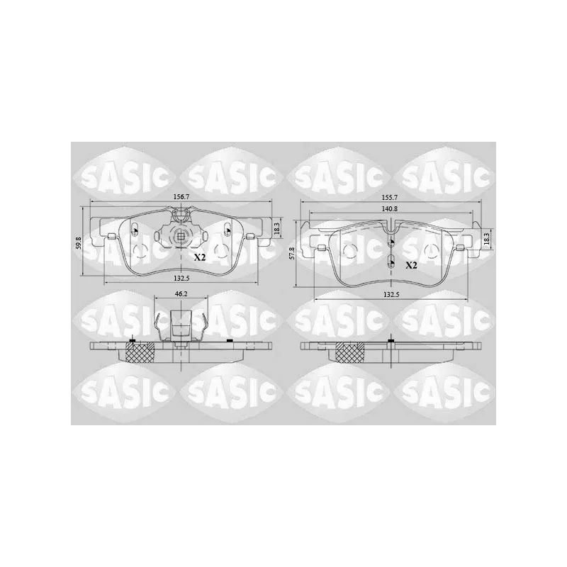 Jeu de 4 plaquettes de frein avant SASIC 6216182