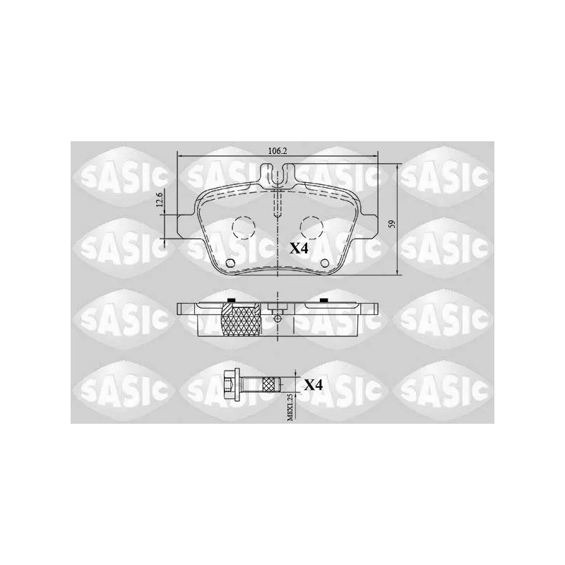 Jeu de 4 plaquettes de frein arrière SASIC 6216184