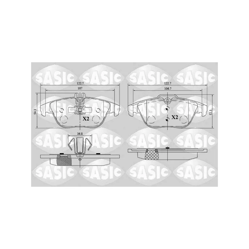 Jeu de 4 plaquettes de frein arrière SASIC 6216185