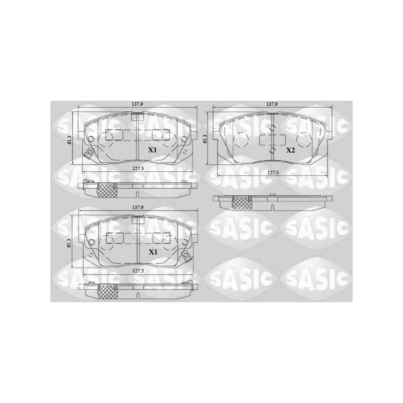 Jeu de 4 plaquettes de frein avant SASIC 6216214