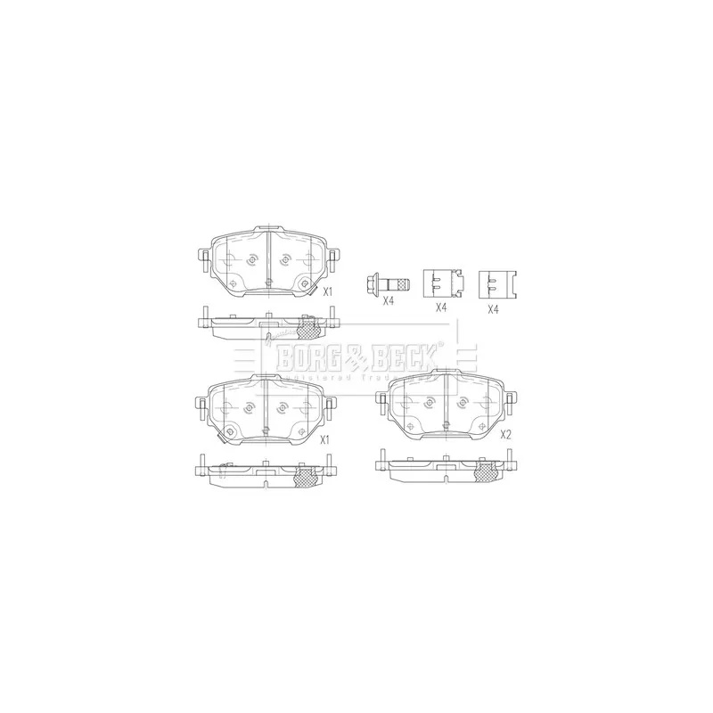 Jeu de 4 plaquettes de frein arrière BORG & BECK BBP2875