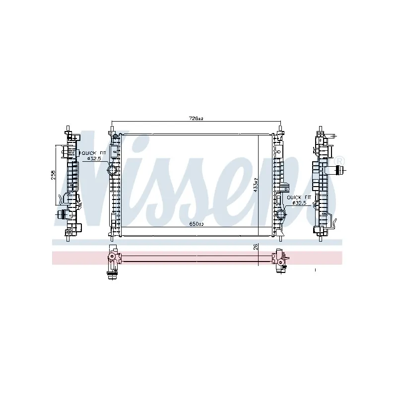 Radiateur, refroidissement du moteur NISSENS 606342