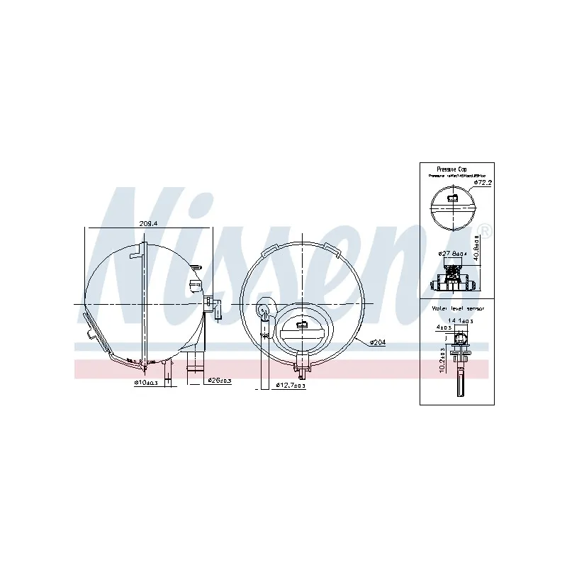 Vase d'expansion, liquide de refroidissement NISSENS 996186