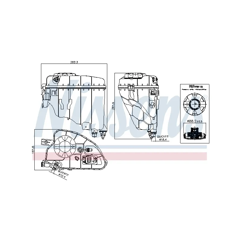Vase d'expansion, liquide de refroidissement NISSENS 996209