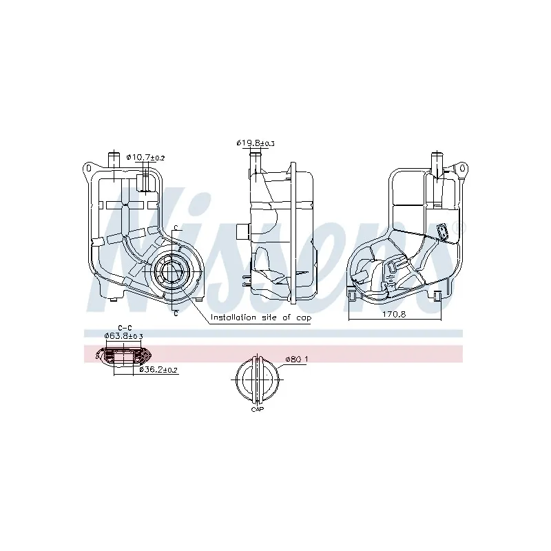 Vase d'expansion, liquide de refroidissement NISSENS 996287