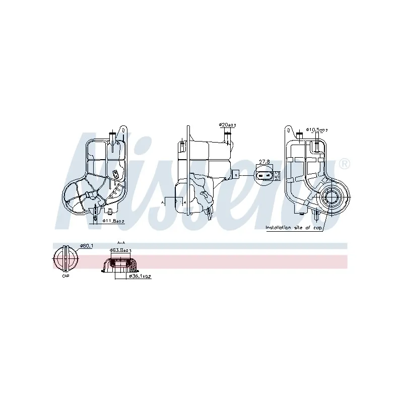 Vase d'expansion, liquide de refroidissement NISSENS 996288