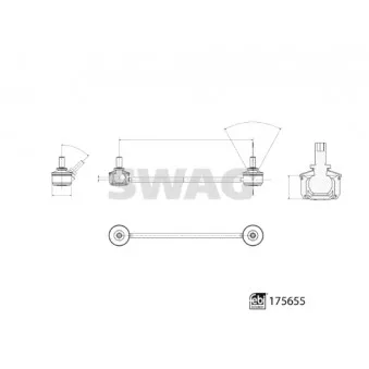 Entretoise/tige, stabilisateur avant gauche SWAG 33 10 3003