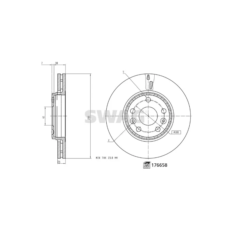 Jeu de 2 disques de frein avant SWAG 33 10 3665