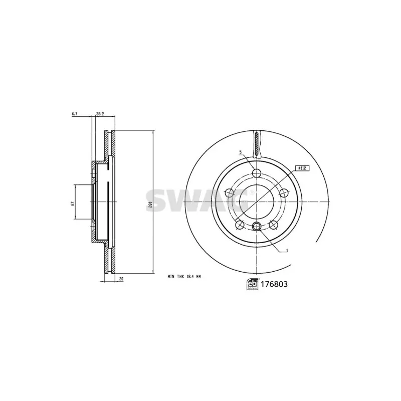 Jeu de 2 disques de frein avant SWAG 33 10 3753