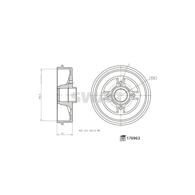 Tambour de frein SWAG 33 10 3820