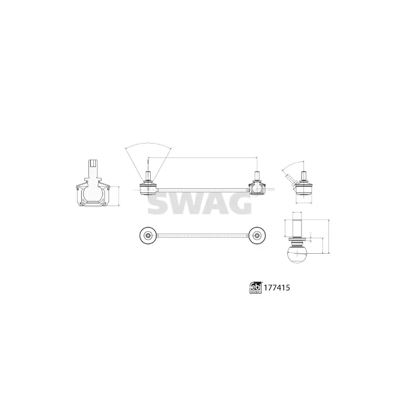 Entretoise/tige, stabilisateur avant droit SWAG 33 10 4101