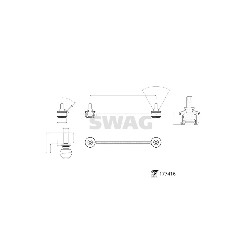 Entretoise/tige, stabilisateur avant gauche SWAG 33 10 4102