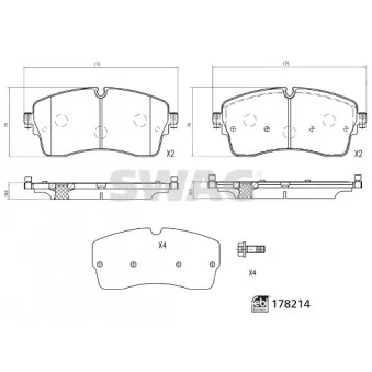 Jeu de 4 plaquettes de frein avant SWAG