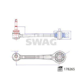 Bras de liaison, suspension de roue arrière gauche SWAG 33 10 4444