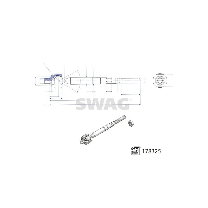 Rotule de direction intérieure, barre de connexion SWAG 33 10 4470