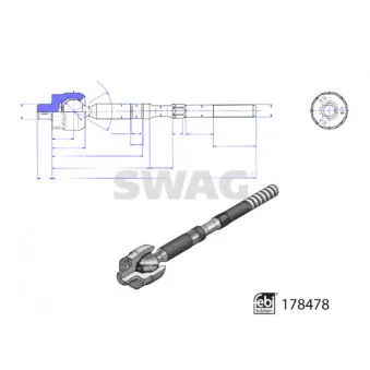 Rotule de direction intérieure, barre de connexion SWAG 33 10 4546