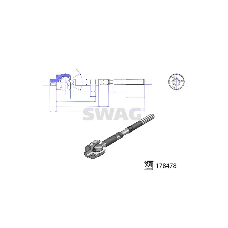 Rotule de direction intérieure, barre de connexion SWAG 33 10 4546