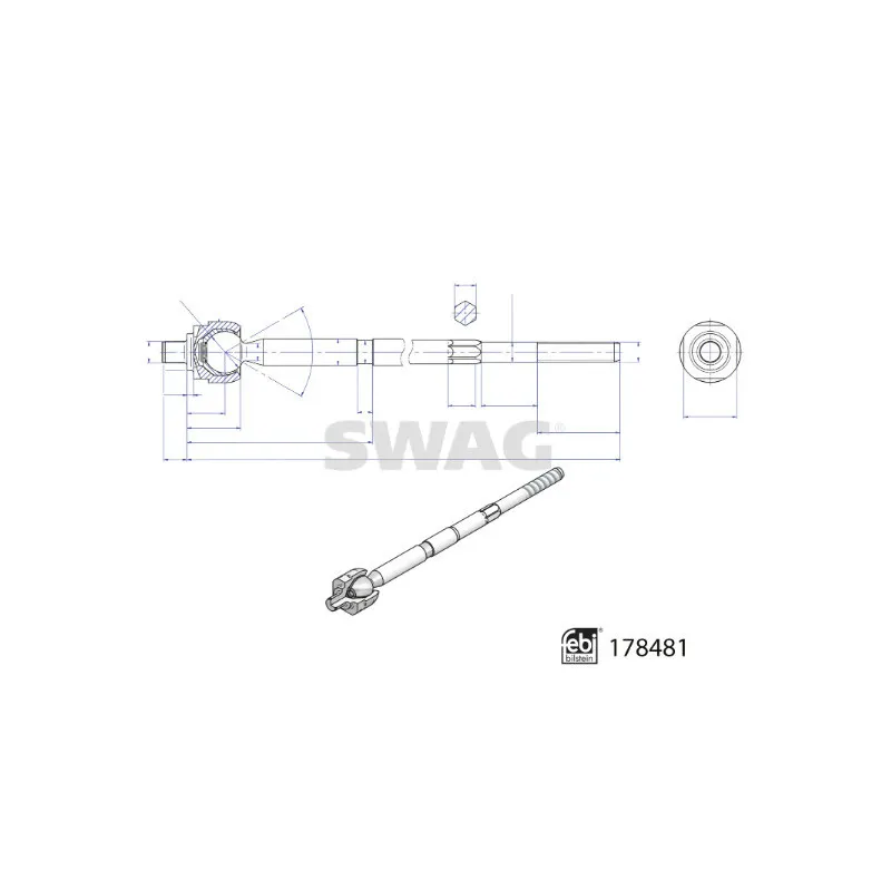 Rotule de direction intérieure, barre de connexion SWAG 33 10 4549