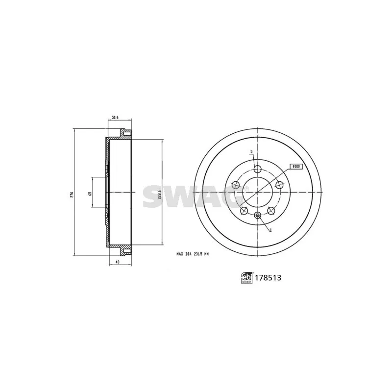 Tambour de frein SWAG 33 10 4565