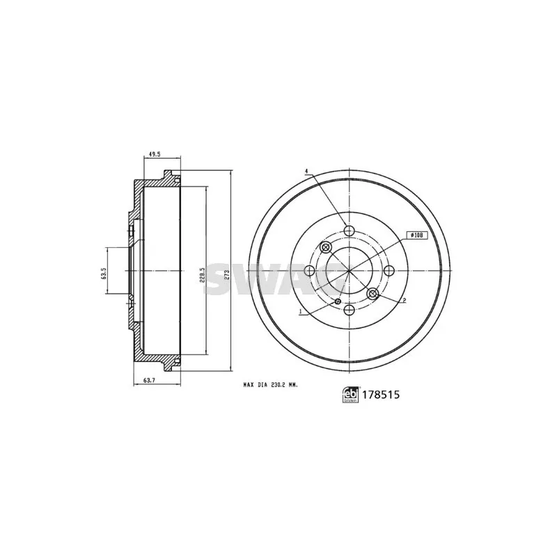 Tambour de frein SWAG 33 10 4567