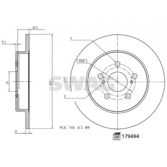 Jeu de 2 disques de frein arrière SWAG 33 10 4930