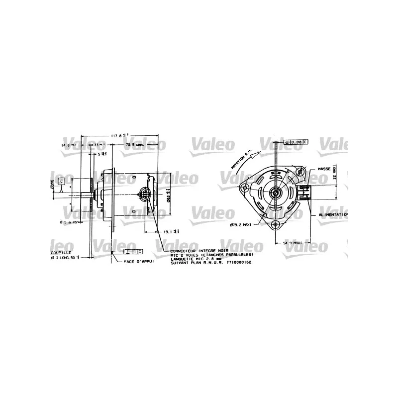Moteur électrique, ventilateur pour radiateurs VALEO 698015