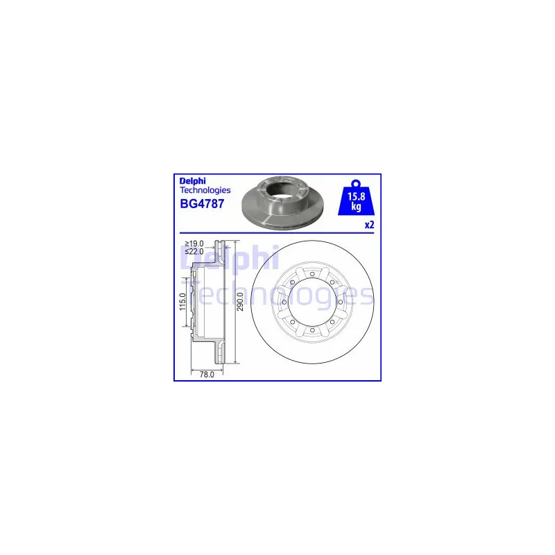 Jeu de 2 disques de frein arrière DELPHI BG4787