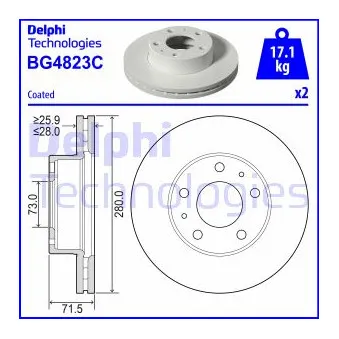 Jeu de 2 disques de frein avant DELPHI BG4823C