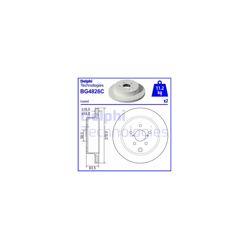 Jeu de 2 disques de frein arrière DELPHI BG4826C