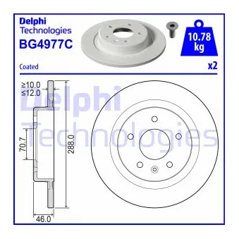 Jeu de 2 disques de frein arrière DELPHI