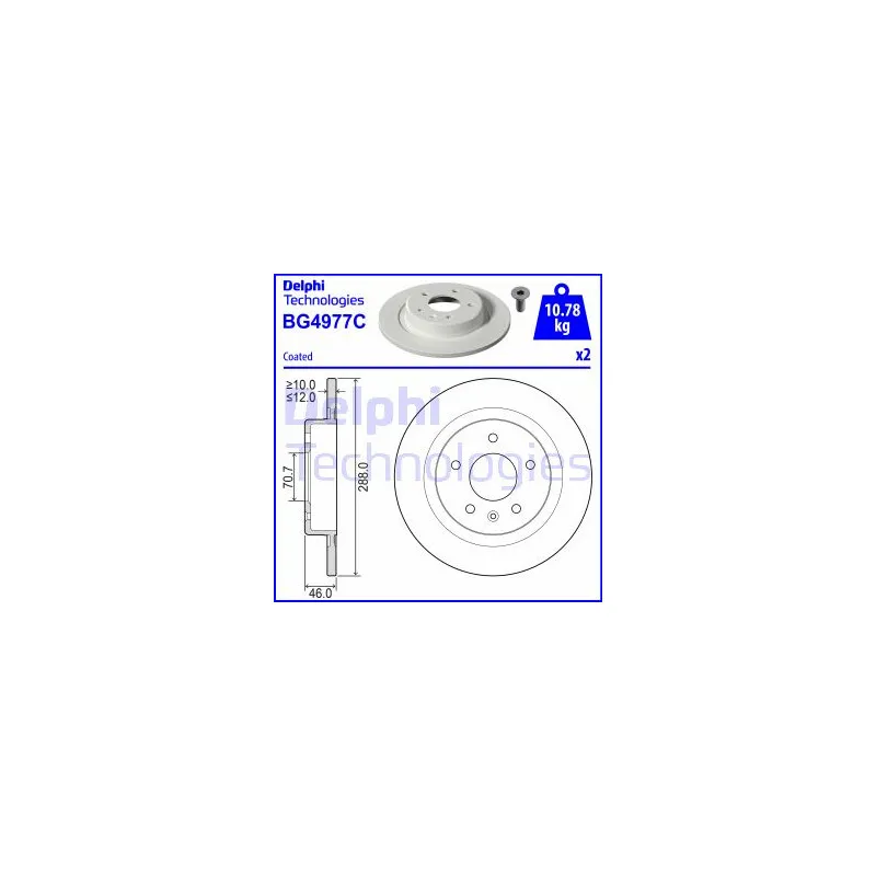 Jeu de 2 disques de frein arrière DELPHI BG4977C