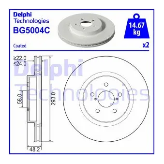 Jeu de 2 disques de frein avant DELPHI BG5004C