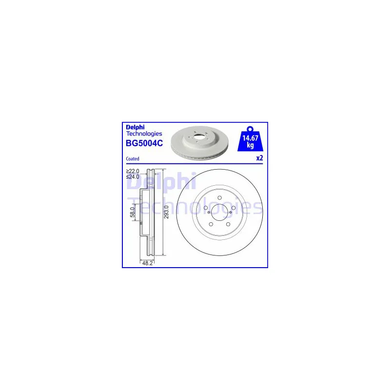 Jeu de 2 disques de frein avant DELPHI BG5004C