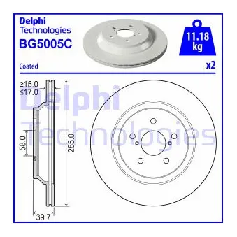 Jeu de 2 disques de frein arrière DELPHI