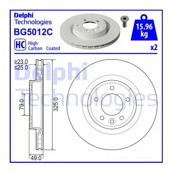 Jeu de 2 disques de frein arrière DELPHI