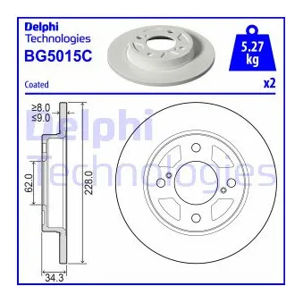 Jeu de 2 disques de frein arrière DELPHI