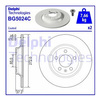 Jeu de 2 disques de frein arrière DELPHI