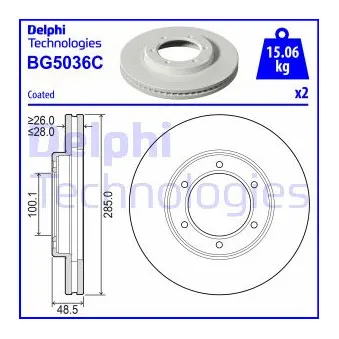Jeu de 2 disques de frein avant DELPHI BG5036C