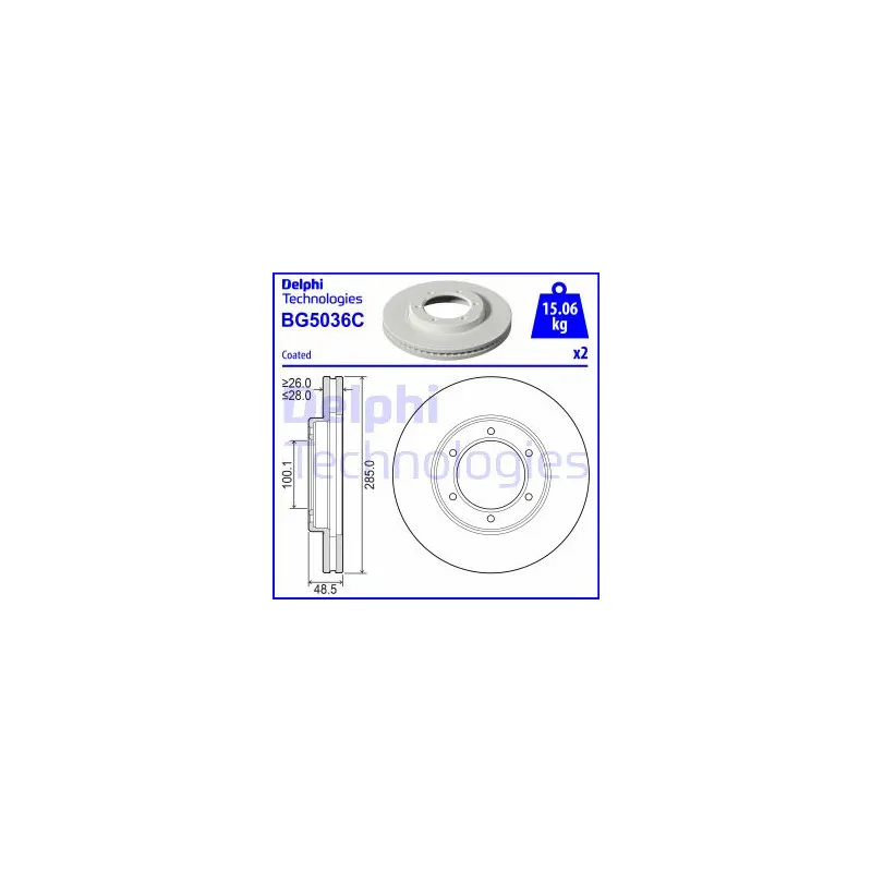Jeu de 2 disques de frein avant DELPHI BG5036C