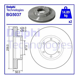 Jeu de 2 disques de frein avant DELPHI BG5037