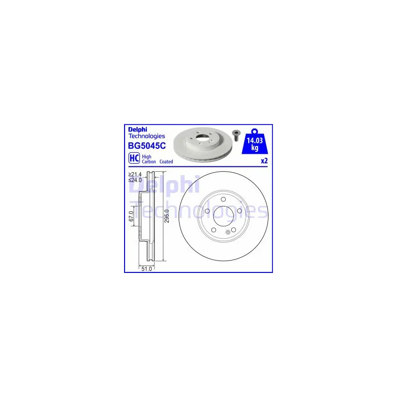Jeu de 2 disques de frein avant DELPHI BG5045C
