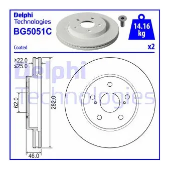 Jeu de 2 disques de frein avant DELPHI BG5051C