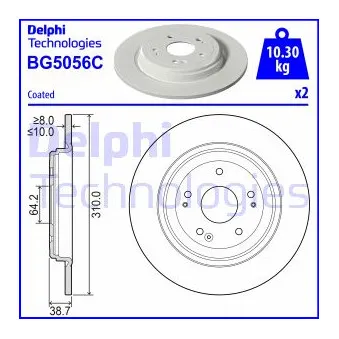 Jeu de 2 disques de frein arrière DELPHI