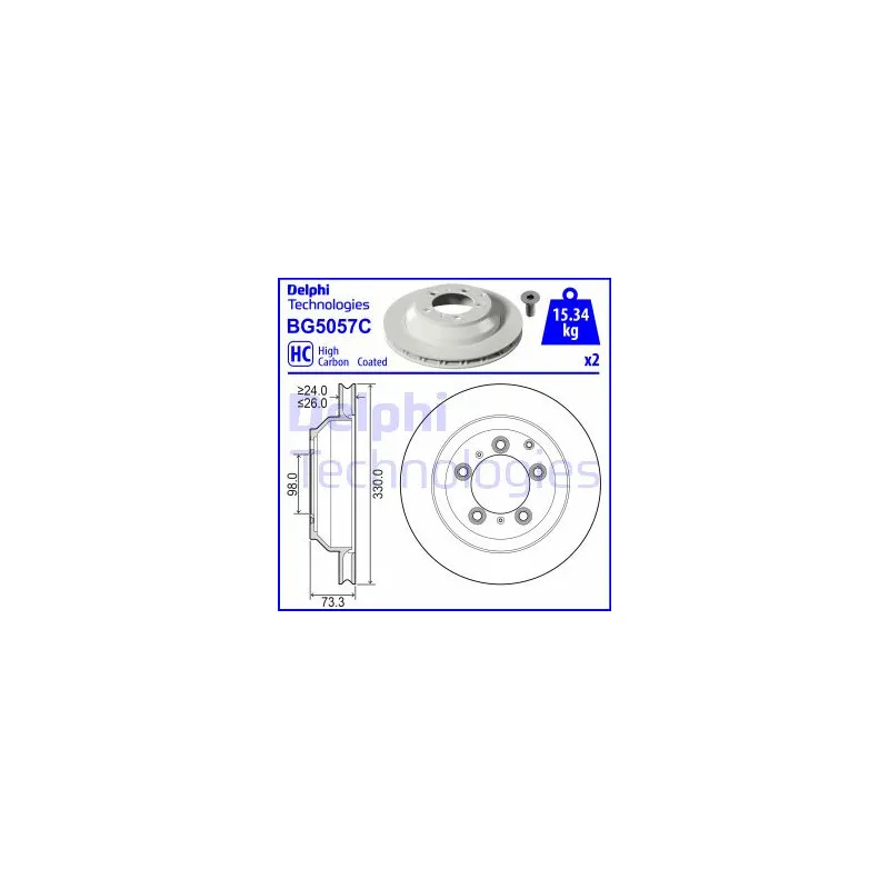 Jeu de 2 disques de frein arrière DELPHI BG5057C