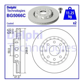 Jeu de 2 disques de frein avant DELPHI