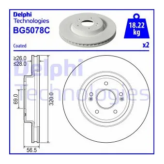 Jeu de 2 disques de frein avant DELPHI